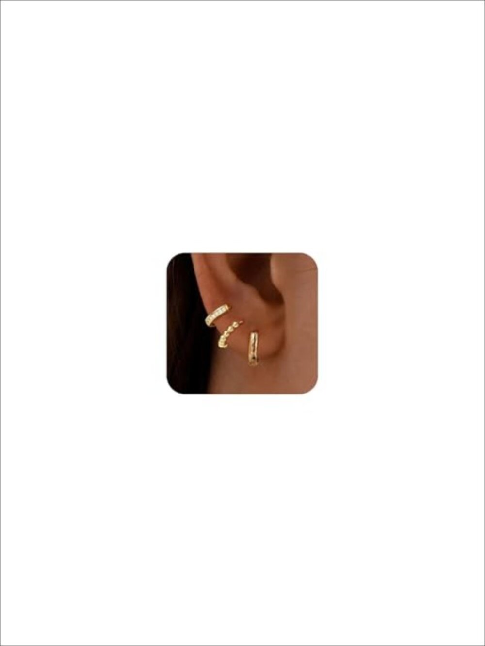 14K Gold Plated Brass Hoop Earrings Cubic Zirconia Huggie Set Gift Box